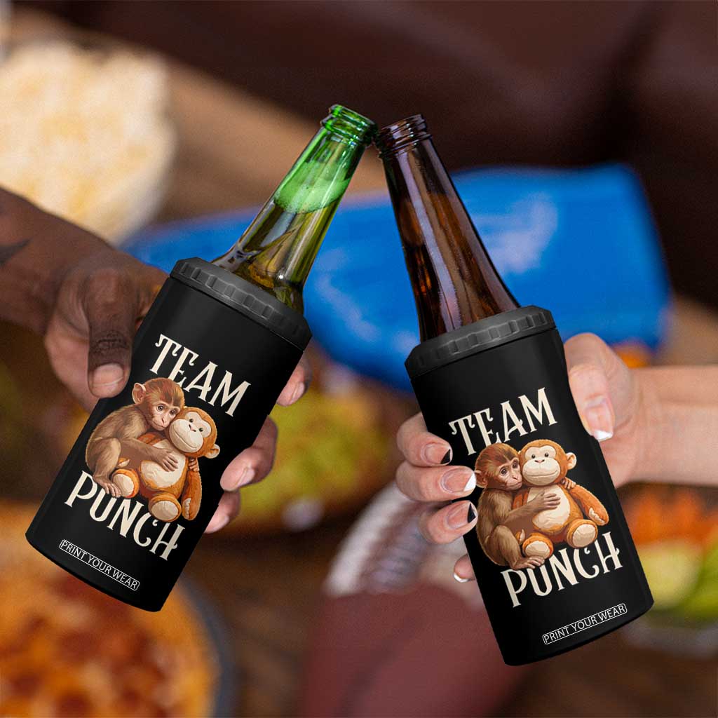 Team Punch Cute Baby Monkey Hugging Plush Toy Graphic 4 in 1 Can Cooler Tumbler TS02 Print Your Wear