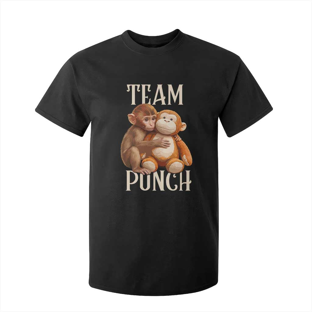 Team Punch Cute Baby Monkey Hugging Plush Toy Graphic T Shirt For Kid TS02 Black Print Your Wear