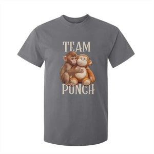 Team Punch Cute Baby Monkey Hugging Plush Toy Graphic T Shirt For Kid TS02 Charcoal Print Your Wear