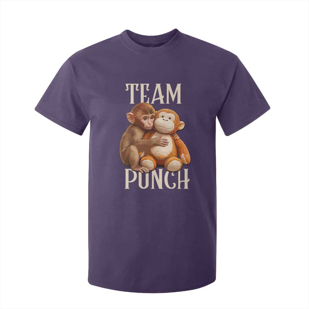 Team Punch Cute Baby Monkey Hugging Plush Toy Graphic T Shirt For Kid TS02 Purple Print Your Wear