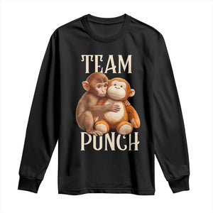 Team Punch Cute Baby Monkey Hugging Plush Toy Graphic Long Sleeve Shirt TS02 Black Print Your Wear