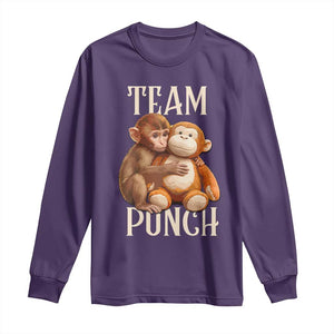 Team Punch Cute Baby Monkey Hugging Plush Toy Graphic Long Sleeve Shirt TS02 Purple Print Your Wear