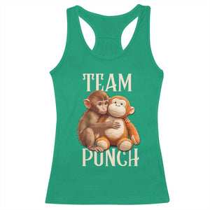 Team Punch Cute Baby Monkey Hugging Plush Toy Graphic Racerback Tank Top TS02 Irish Green Print Your Wear