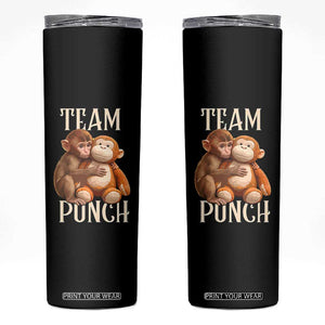 Team Punch Cute Baby Monkey Hugging Plush Toy Graphic Skinny Tumbler TS02 Black Print Your Wear
