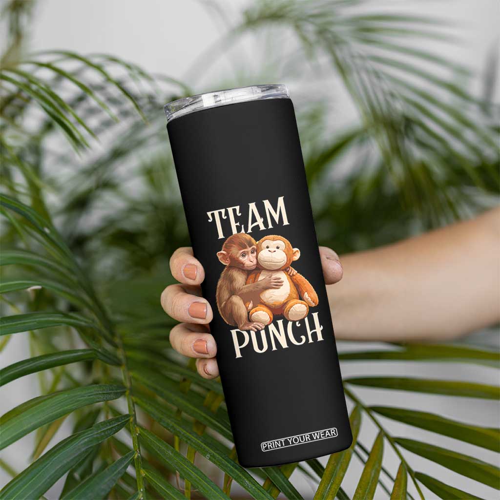 Team Punch Cute Baby Monkey Hugging Plush Toy Graphic Skinny Tumbler TS02 Print Your Wear