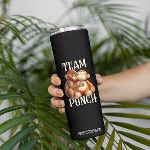 Team Punch Cute Baby Monkey Hugging Plush Toy Graphic Skinny Tumbler TS02 Print Your Wear