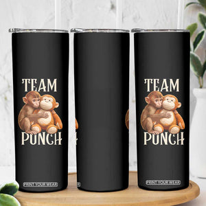 Team Punch Cute Baby Monkey Hugging Plush Toy Graphic Skinny Tumbler TS02 Print Your Wear