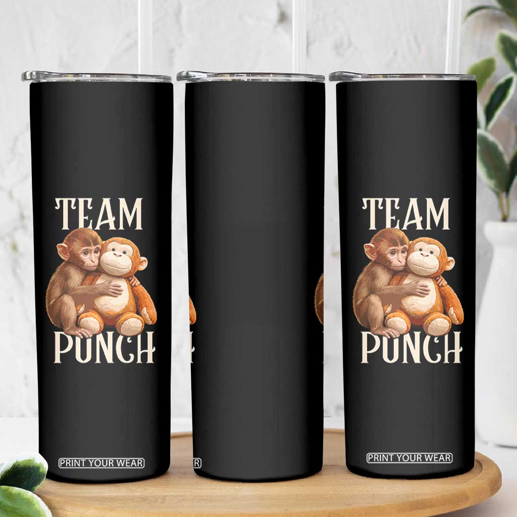 Team Punch Cute Baby Monkey Hugging Plush Toy Graphic Skinny Tumbler TS02 Print Your Wear