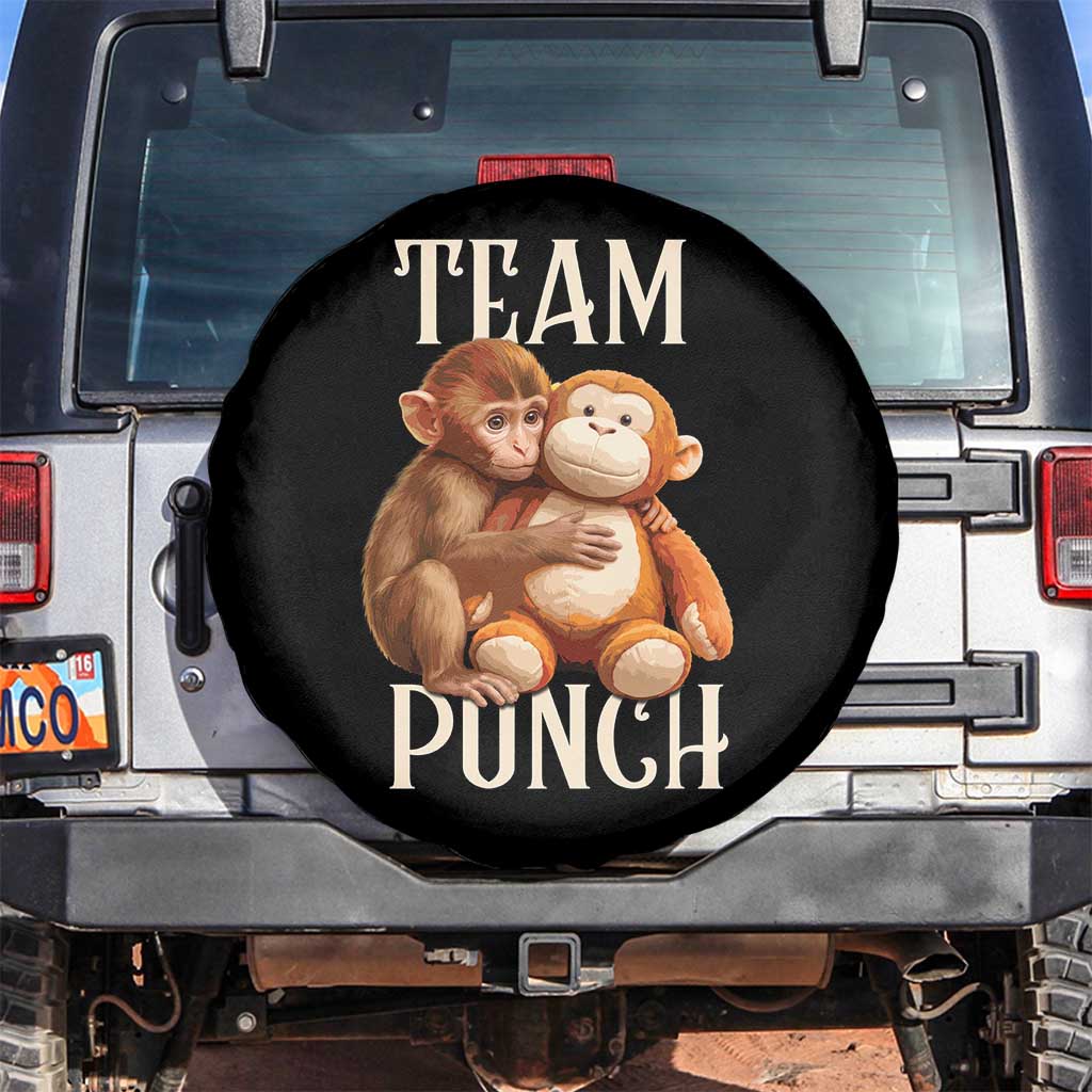 Team Punch Cute Baby Monkey Hugging Plush Toy Graphic Spare Tire Cover TS02 No hole Black Print Your Wear