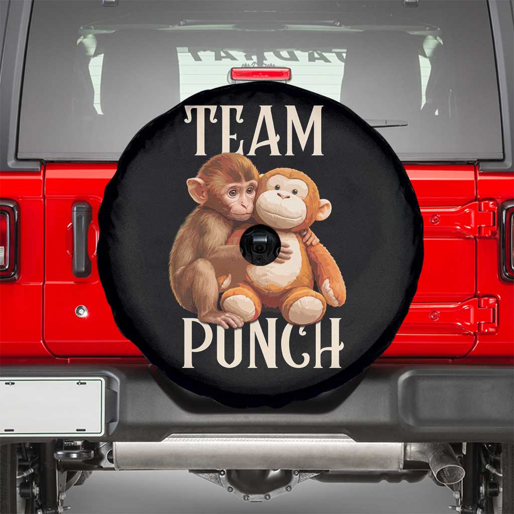 Team Punch Cute Baby Monkey Hugging Plush Toy Graphic Spare Tire Cover TS02 Black Print Your Wear