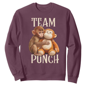 Team Punch Cute Baby Monkey Hugging Plush Toy Graphic Sweatshirt TS02 Maroon Print Your Wear