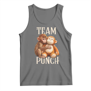 Team Punch Cute Baby Monkey Hugging Plush Toy Graphic Tank Top TS02 Black Heather Print Your Wear
