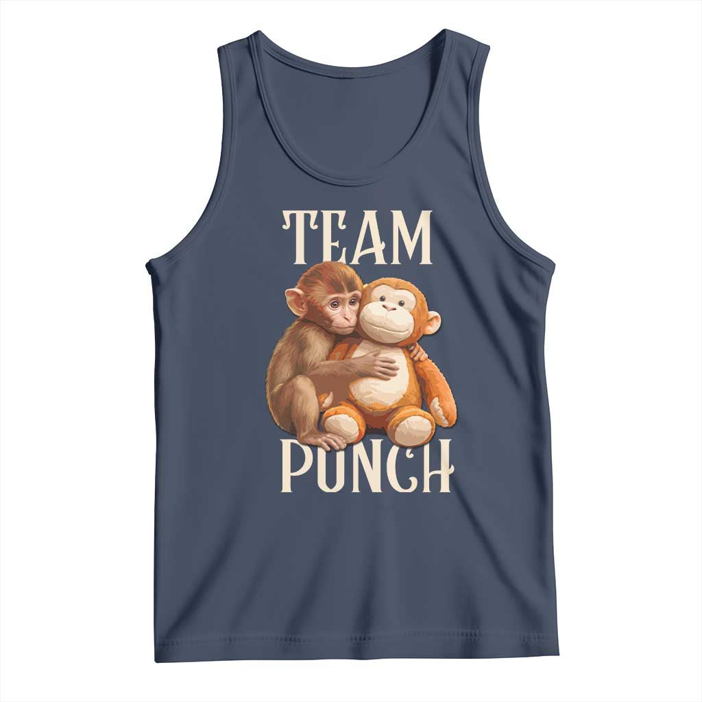 Team Punch Cute Baby Monkey Hugging Plush Toy Graphic Tank Top TS02 Navy Print Your Wear