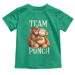 Team Punch Cute Baby Monkey Hugging Plush Toy Graphic Toddler T Shirt TS02 Irish Green Print Your Wear