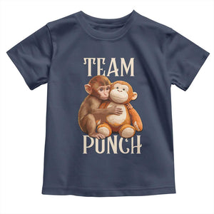 Team Punch Cute Baby Monkey Hugging Plush Toy Graphic Toddler T Shirt TS02 Navy Print Your Wear