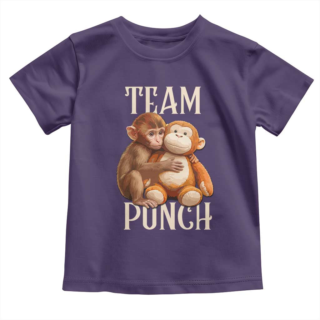 Team Punch Cute Baby Monkey Hugging Plush Toy Graphic Toddler T Shirt TS02 Purple Print Your Wear