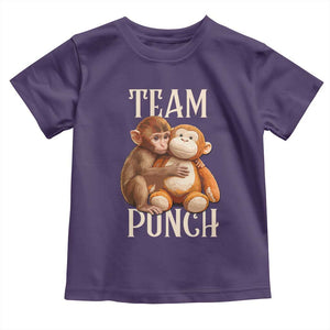 Team Punch Cute Baby Monkey Hugging Plush Toy Graphic Toddler T Shirt TS02 Purple Print Your Wear