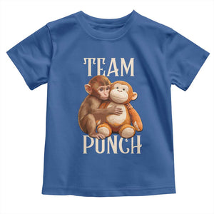 Team Punch Cute Baby Monkey Hugging Plush Toy Graphic Toddler T Shirt TS02 Royal Blue Print Your Wear