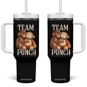 Team Punch Cute Baby Monkey Hugging Plush Toy Graphic Tumbler With Handle TS02 One Size: 40 oz Black Print Your Wear