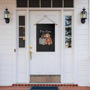I’m Fine Viral Punch Monkey Meme Garden Flag Cute Baby Monkey Hugging Plush Emotional Humor Gift TS02 Print Your Wear