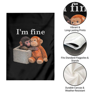 I’m Fine Viral Punch Monkey Meme Garden Flag Cute Baby Monkey Hugging Plush Emotional Humor Gift TS02 Print Your Wear