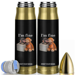 I’m Fine Viral Punch Monkey Meme Bullet Tumbler Cute Baby Monkey Hugging Plush Emotional Humor Gift TS02 Black Print Your Wear