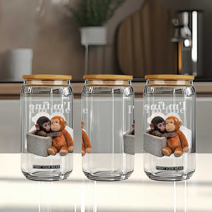 I’m Fine Viral Punch Monkey Meme Glass Can Cute Baby Monkey Hugging Plush Emotional Humor Gift TS02 Print Your Wear