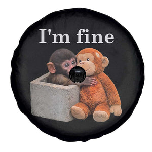 I’m Fine Viral Punch Monkey Meme Spare Tire Cover Cute Baby Monkey Hugging Plush Emotional Humor Gift TS02 Print Your Wear