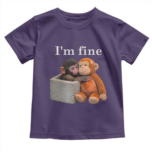 I’m Fine Viral Punch Monkey Meme Toddler T Shirt Cute Baby Monkey Hugging Plush Emotional Humor Gift TS02 Purple Print Your Wear