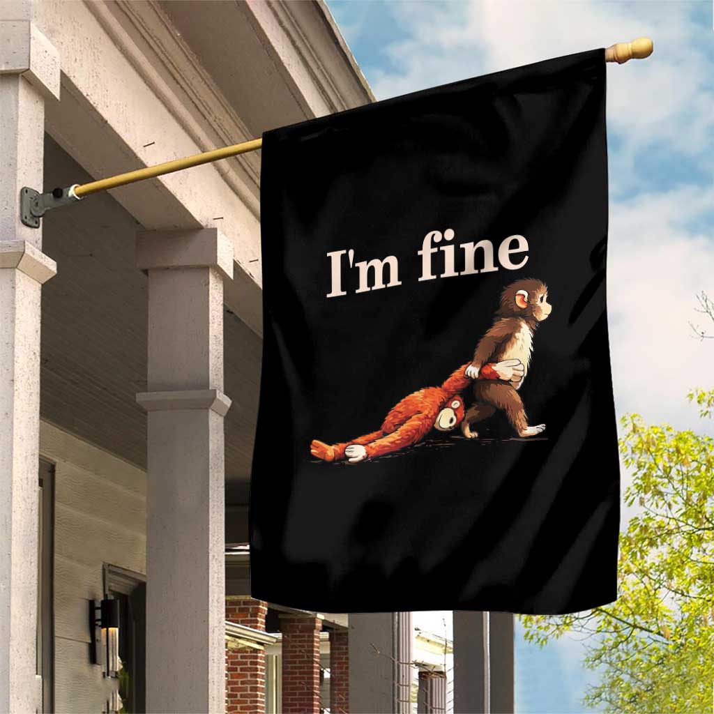 I’m Fine Funny Monkey Meme Garden Flag Viral Punch Baby Monkey Relatable Cute Gift TS02 Print Your Wear