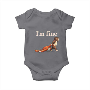 I’m Fine Funny Monkey Meme Baby Onesie Viral Punch Baby Monkey Relatable Cute Gift TS02 Charcoal Print Your Wear