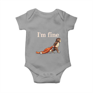 I’m Fine Funny Monkey Meme Baby Onesie Viral Punch Baby Monkey Relatable Cute Gift TS02 Sport Gray Print Your Wear