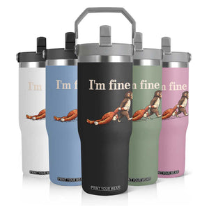 I’m Fine Funny Monkey Meme Flip Straw Tumbler Viral Punch Baby Monkey Relatable Cute Gift TS02 Print Your Wear