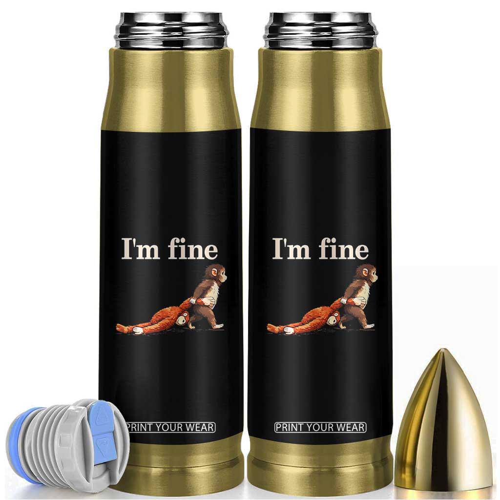 I’m Fine Funny Monkey Meme Bullet Tumbler Viral Punch Baby Monkey Relatable Cute Gift TS02 Black Print Your Wear