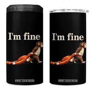 I’m Fine Funny Monkey Meme 4 in 1 Can Cooler Tumbler Viral Punch Baby Monkey Relatable Cute Gift TS02 One Size: 16 oz Black Print Your Wear