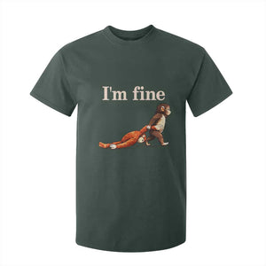 I'm Fine - Funny Monkey Meme T Shirt For Kid - Viral Punch Baby Monkey - Relatable Cute Gift TS02 Dark Forest Green Print Your Wear