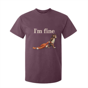 I'm Fine - Funny Monkey Meme T Shirt For Kid - Viral Punch Baby Monkey - Relatable Cute Gift TS02 Maroon Print Your Wear