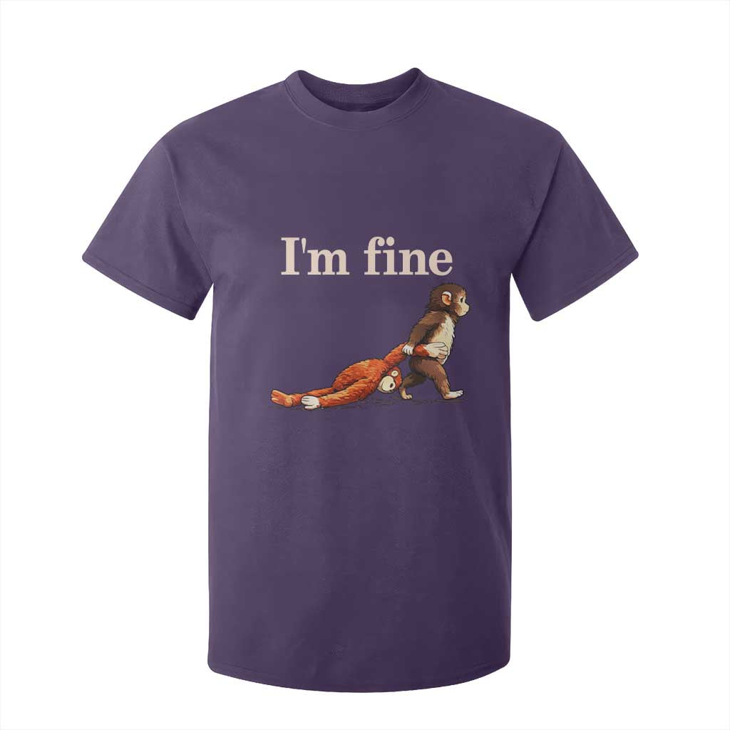 I'm Fine - Funny Monkey Meme T Shirt For Kid - Viral Punch Baby Monkey - Relatable Cute Gift TS02 Purple Print Your Wear