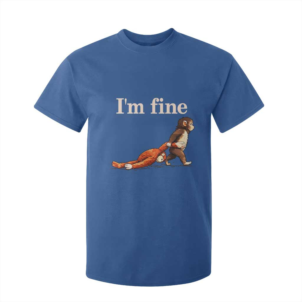 I'm Fine - Funny Monkey Meme T Shirt For Kid - Viral Punch Baby Monkey - Relatable Cute Gift TS02 Royal Blue Print Your Wear