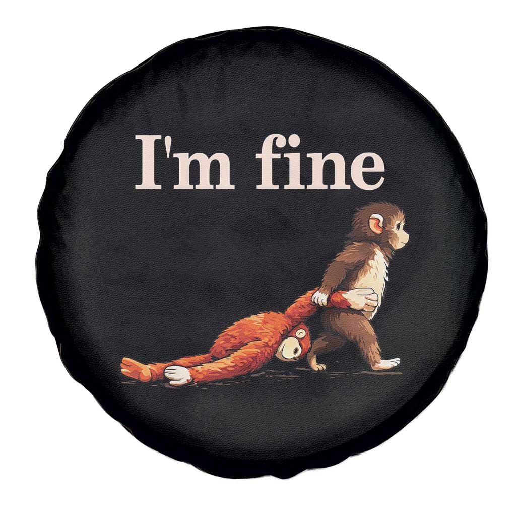 I’m Fine Funny Monkey Meme Spare Tire Cover Viral Punch Baby Monkey Relatable Cute Gift TS02 Print Your Wear