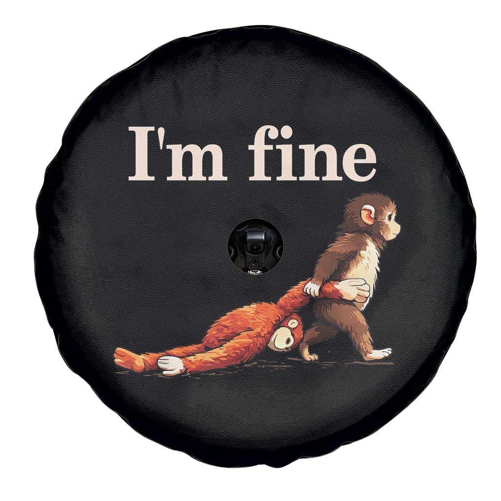 I’m Fine Funny Monkey Meme Spare Tire Cover Viral Punch Baby Monkey Relatable Cute Gift TS02 Print Your Wear