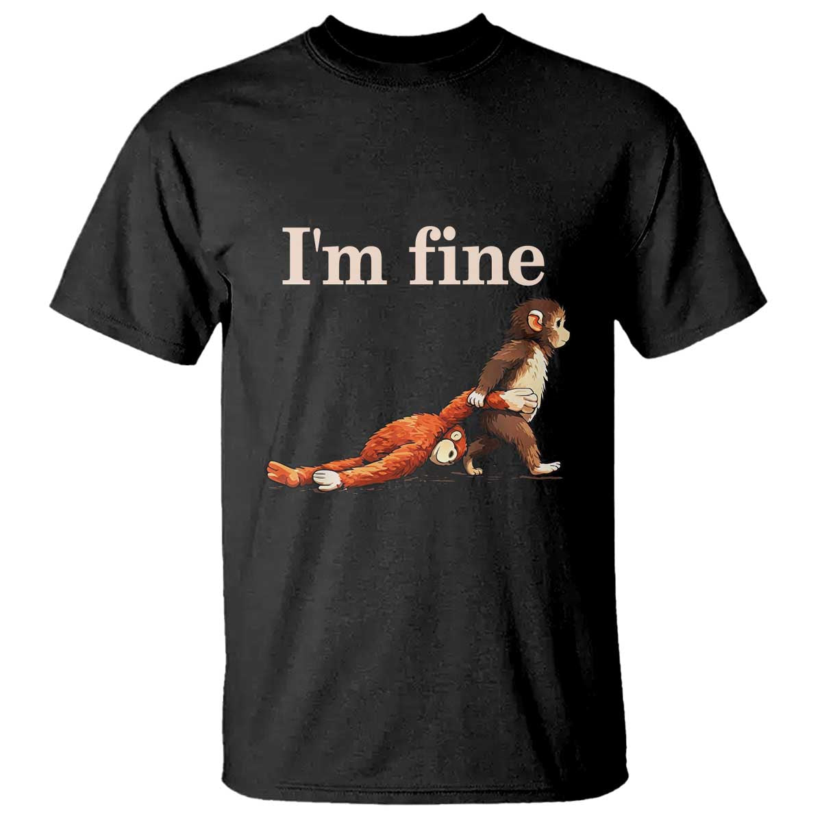 I’m Fine Funny Monkey Meme T Shirt Viral Punch Baby Monkey Relatable Cute Gift