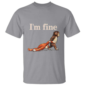 I’m Fine Funny Monkey Meme T Shirt Viral Punch Baby Monkey Relatable Cute Gift TS02 Sport Gray Print Your Wear