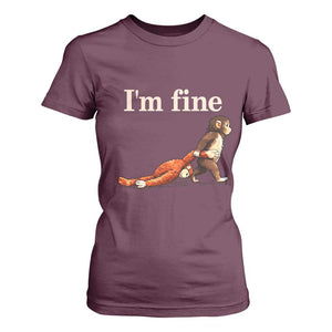 I’m Fine Funny Monkey Meme T Shirt For Women Viral Punch Baby Monkey Relatable Cute Gift TS02 Maroon Print Your Wear
