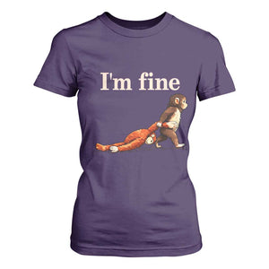 I’m Fine Funny Monkey Meme T Shirt For Women Viral Punch Baby Monkey Relatable Cute Gift TS02 Purple Print Your Wear
