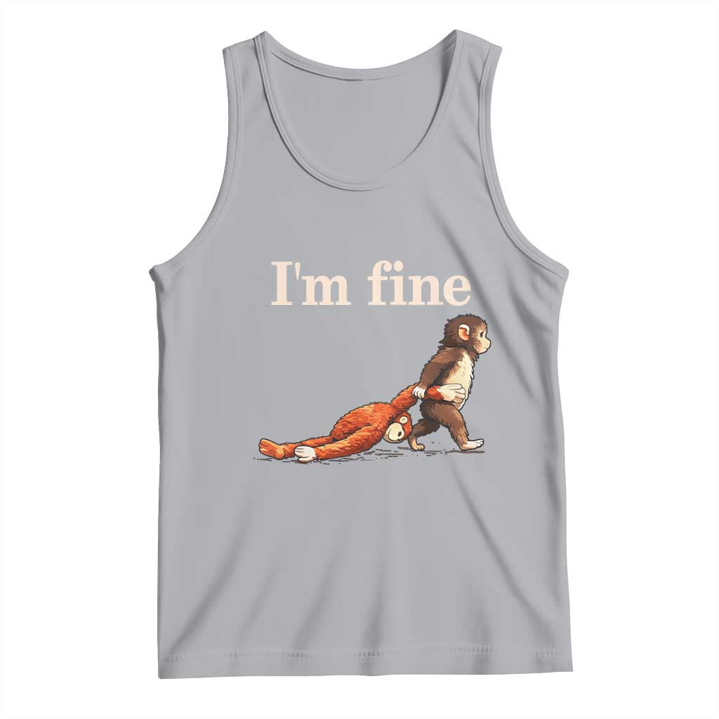 I’m Fine Funny Monkey Meme Tank Top Viral Punch Baby Monkey Relatable Cute Gift TS02 Athletic Heather Print Your Wear