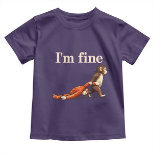 I’m Fine Funny Monkey Meme Toddler T Shirt Viral Punch Baby Monkey Relatable Cute Gift TS02 Purple Print Your Wear
