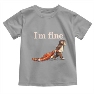 I’m Fine Funny Monkey Meme Toddler T Shirt Viral Punch Baby Monkey Relatable Cute Gift TS02 Sport Gray Print Your Wear