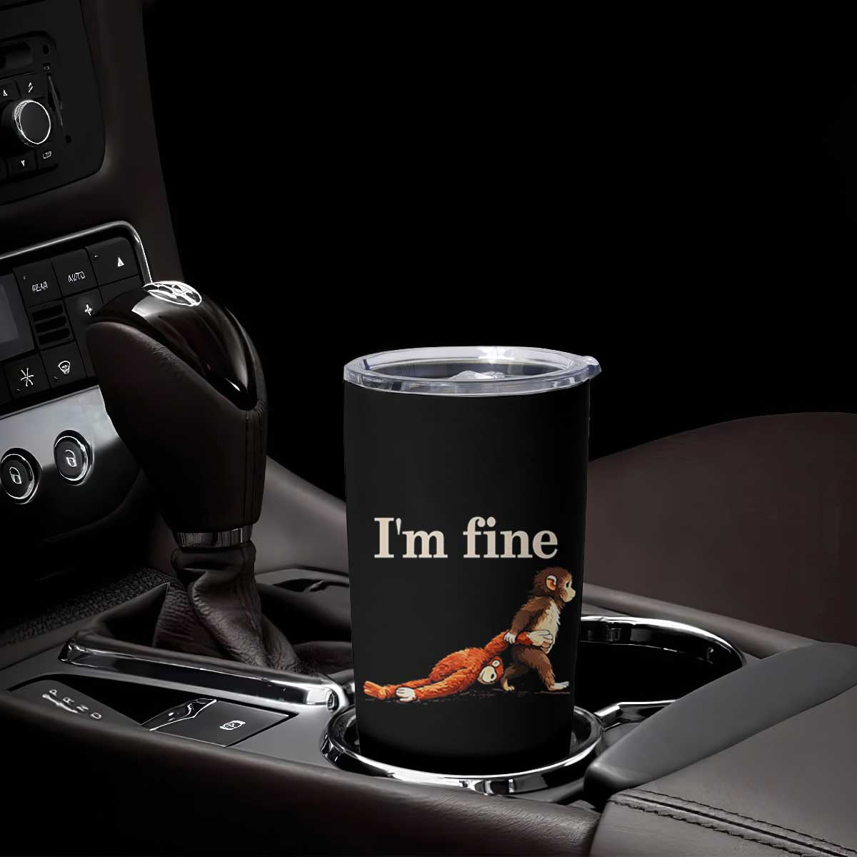 I’m Fine Funny Monkey Meme Tumbler Cup Viral Punch Baby Monkey Relatable Cute Gift TS02 Print Your Wear