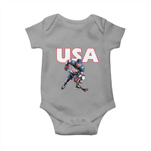 USA Ice Hockey Player Patriotic Graphic Baby Onesie Red White and Blue American Sports Fan TS02 Sport Gray Print Your Wear